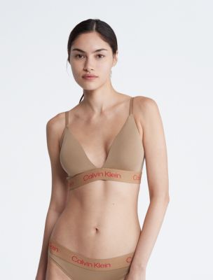 Stencil Logo Cotton Stretch Lightly Lined Triangle Bralette + Bikini