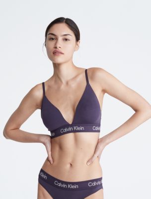 Brassière triangulaire légèrement doublée en coton extensible à logo au  pochoir