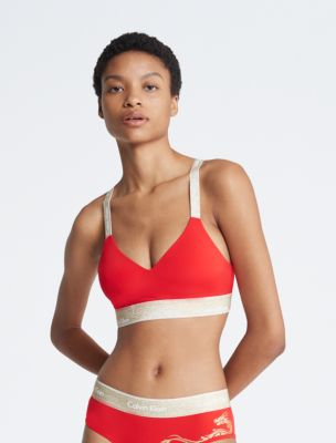 Calvin Klein Modern Cotton Holiday Unlined Bralette in Red