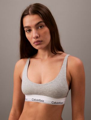 Modern Cotton Lightly Lined Scoopneck Bralette, Grey Heather