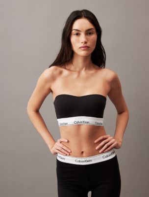 HUGO Strapless bandeau bra in stretch-cotton with logo