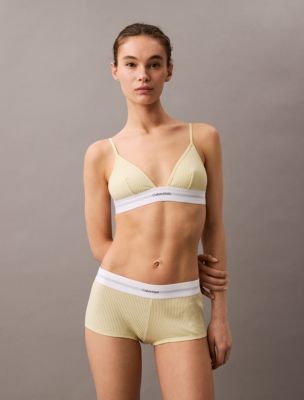 Cotton Modal Stretch Rib Unlined Triangle Bralette + Boyshort