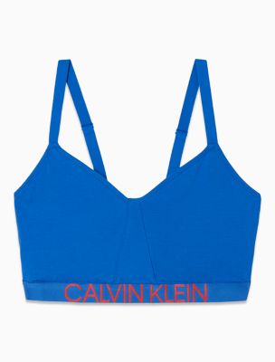 calvin klein 1981 bold cotton logo triangle bralette in black