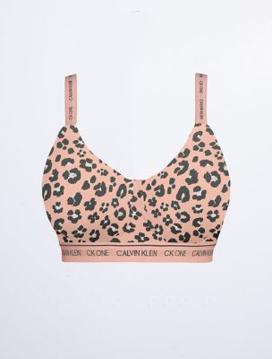 CK ONE Plus Lightly Lined Wirefree Bralette, Peach Cheetah