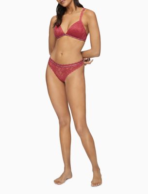 CK One Lace Triangle Lightly Lined Bra, Deep Sea Rose