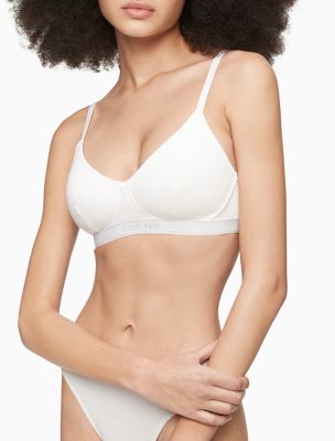 Pure Ribbed Lightly Lined Bralette, White