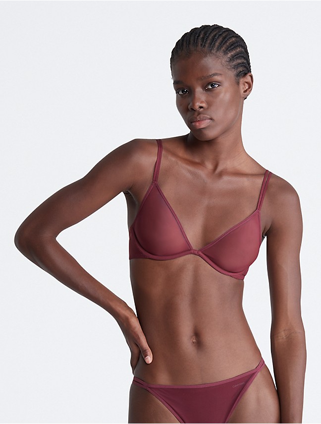 Sheer Marquisette Unlined Triangle Bralette by Calvin Klein Online, THE  ICONIC