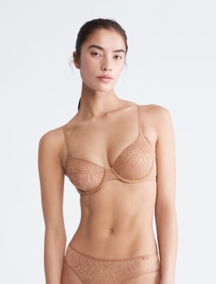 Sheer Marquisette Lace Lightly Lined Demi Bra, Sandalwood