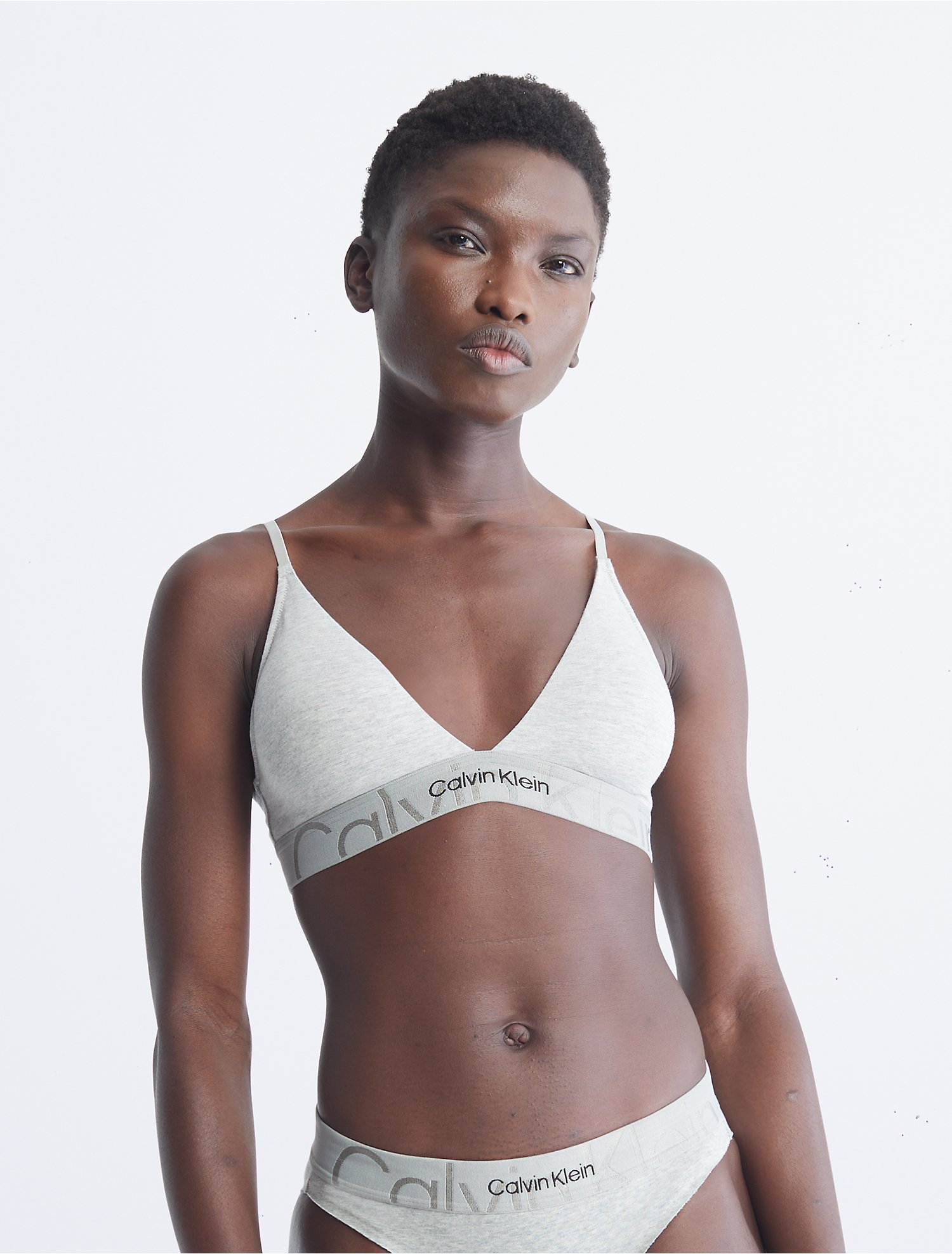 Embossed Icon Lightly Lined Triangle Bralette | Calvin Klein® USA
