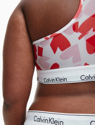 Calvin Klein mesh lightly lined triangle bralette in mono heart print