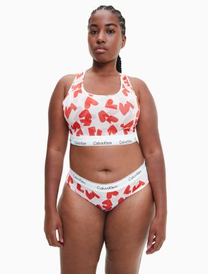 Modern Plus Heart Print Unlined Bralette