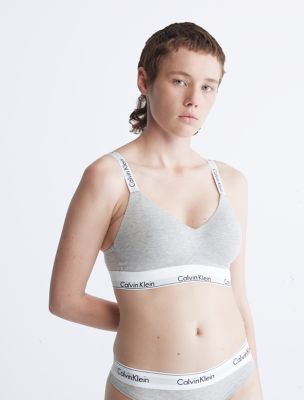 Buy Calvin Klein women brand logo padded bra grey navy combo