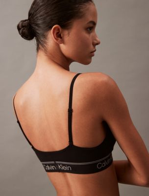 Buy Calvin Klein Women`s The Ultimate Comfort Lightly Lined V Neck  Racerback Bralette, Black(qp2210-001)/White, Large at