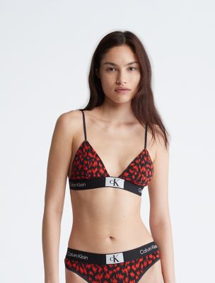 Calvin Klein 1996 Cotton Stretch Unlined Triangle Bralette, Hazard Leopard