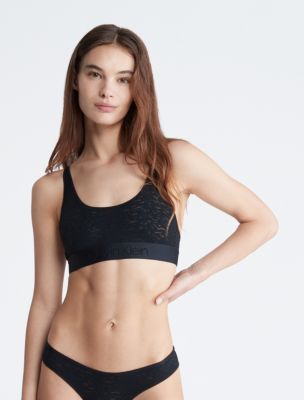 Buy Calvin Klein Logo Waistband Lined Bralette In Brown