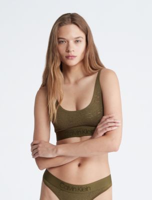 Calvin Klein Modern Cotton Thong In Dark Olive