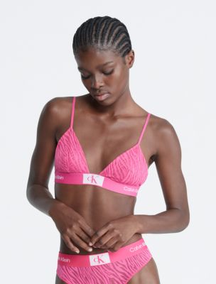 Calvin Klein Women's Unlined Triangle Bra, Barely Pink, XL