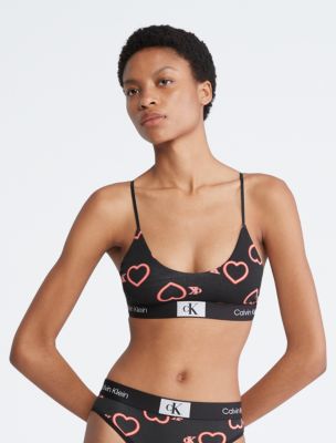 Buy Calvin Klein Plus Size Modern Cotton Stretch V-Day Unlined Bralette,  Remembered Hearts Print/Black, 2X at