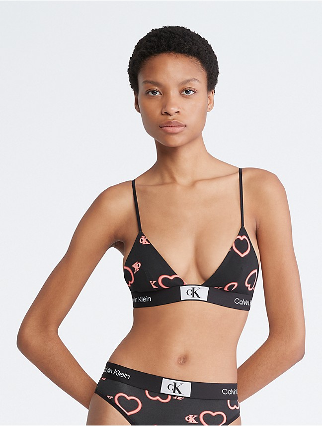 Calvin Klein Monogram Unlined Triangle Bralette in Heather Grey