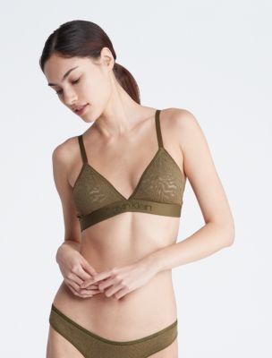 Calvin Klein Modern Cotton Unlined Bralette Dark Olive - Bras