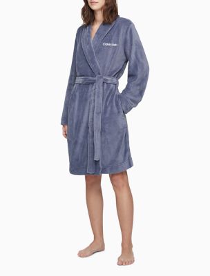 Shawl Collar Logo Belted Sleep Robe