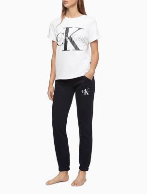 calvin klein black monogram logo lounge pants