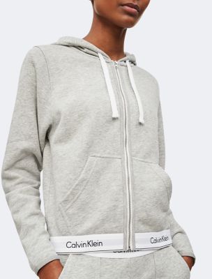 grey calvin klein hoodie women's