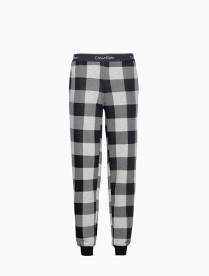 black and white plaid joggers