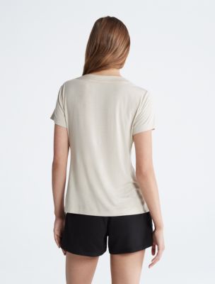 Calvin Klein Women's Cotton Short Sleeve V-Neck T-Shirts Top Black L, $30  NWT 