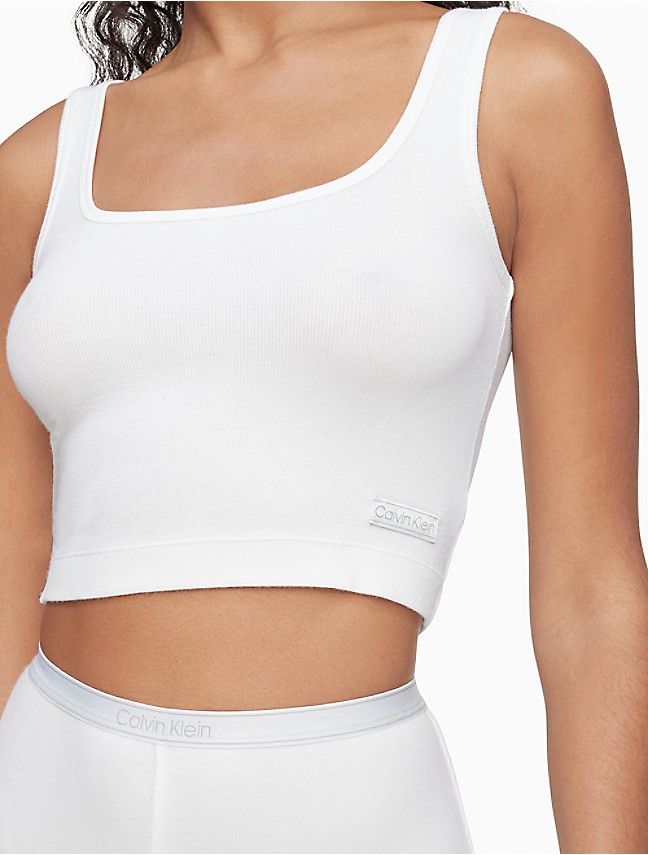 Top Calvin Klein Jeans Label Washed Rib Crop Top