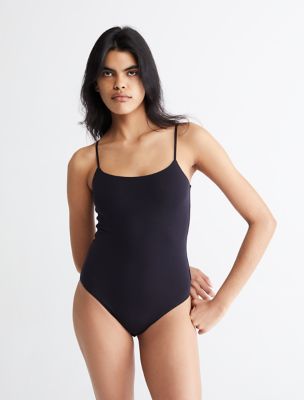 Calvin Klein Jeans Women's Crew-Neck Cheeky Bodysuit (Small, Black)