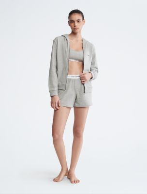 Calvin Klein womens Long Sleeve Zip Up Hooded Sweatshirt PEARL GREY  HEATHER, X-Large at  Women's Clothing store
