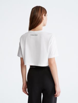 Calvin Klein 1996 Lounge Cropped T-Shirt, Brilliant White