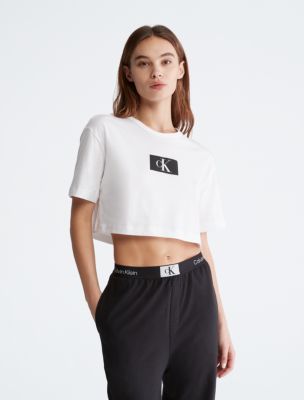 Calvin Klein 1996 Lounge Cropped T-Shirt, Brilliant White