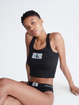 Top Calvin Klein Jeans Label Washed Rib Crop Top