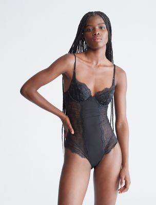 Calvin Klein M Bonded Flex Bodysuit Black Thong QF6753-001