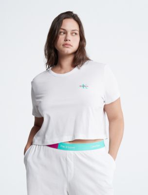 Calvin Klein Carousel Logo Sleep T-shirt + Sleep Shorts Set in White