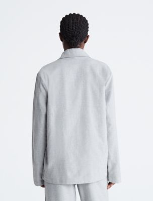 Pure Flannel Sleep Button-Down Shirt, Grey Heather