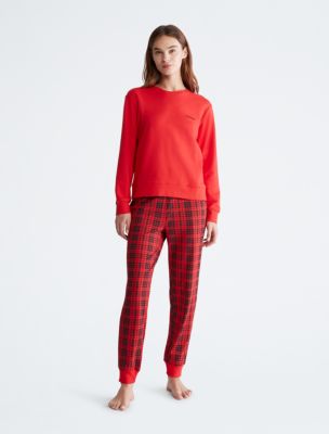 Calvin Klein Red Heart Polkadot Logo Lounge Holiday Sleep Pants