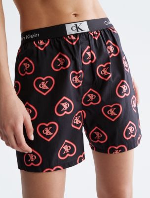 Calvin Klein 1996 Valentines Cotton Stretch Trunk Neon Heart Bla