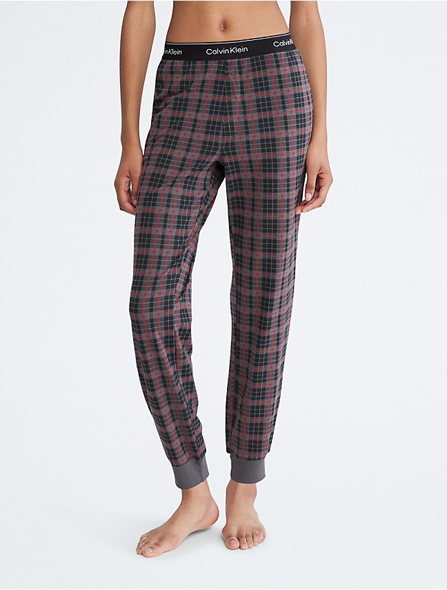 Calvin Klein Women's Lounge Holiday Plaid Joggers Pajama Pants