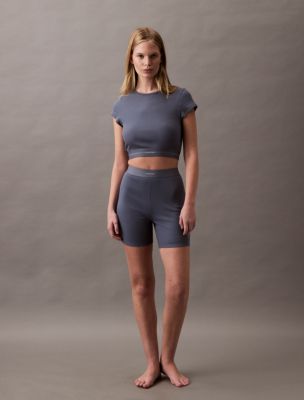 Cotton Stretch Rib Cropped Tee + Cotton Stretch Rib Bike Shorts, 