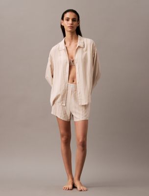 Woven Viscose Button-Down Sleep Shirt + Woven Viscose Sleep Shorts, 