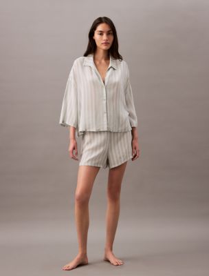 Woven Viscose Button-Down Short Sleeve Shirt + Shorts, 