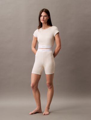 Cotton Stretch Rib Cropped Tee + Bike Shorts, 
