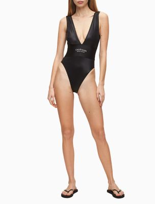 plunging v neck one piece swimsuit