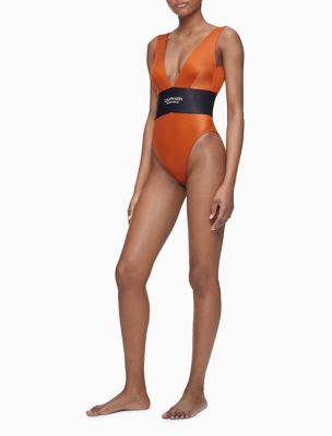 plunging v neck one piece swimsuit