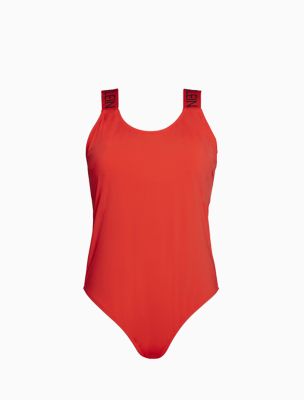Image of CK Curve Logo Scoopneck One-Piece Swimsuit