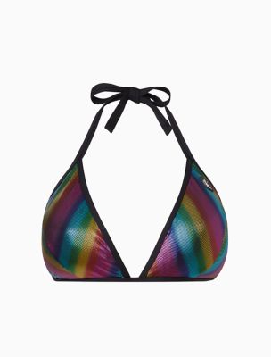 Calvin Klein bralette & bikini knicker set in rainbow stripe