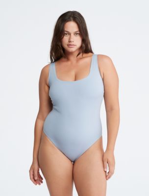 Plus Size Core Tonal Scoopneck One Piece Swimsuit Calvin Klein USA